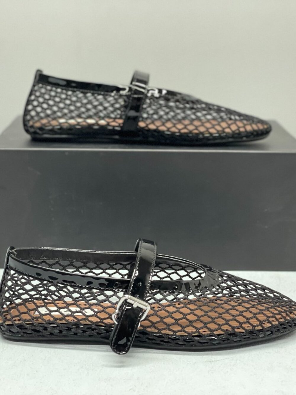 Alaïa Black Patent Leather Mesh Mary Jane Flats - Picture 8 of 8